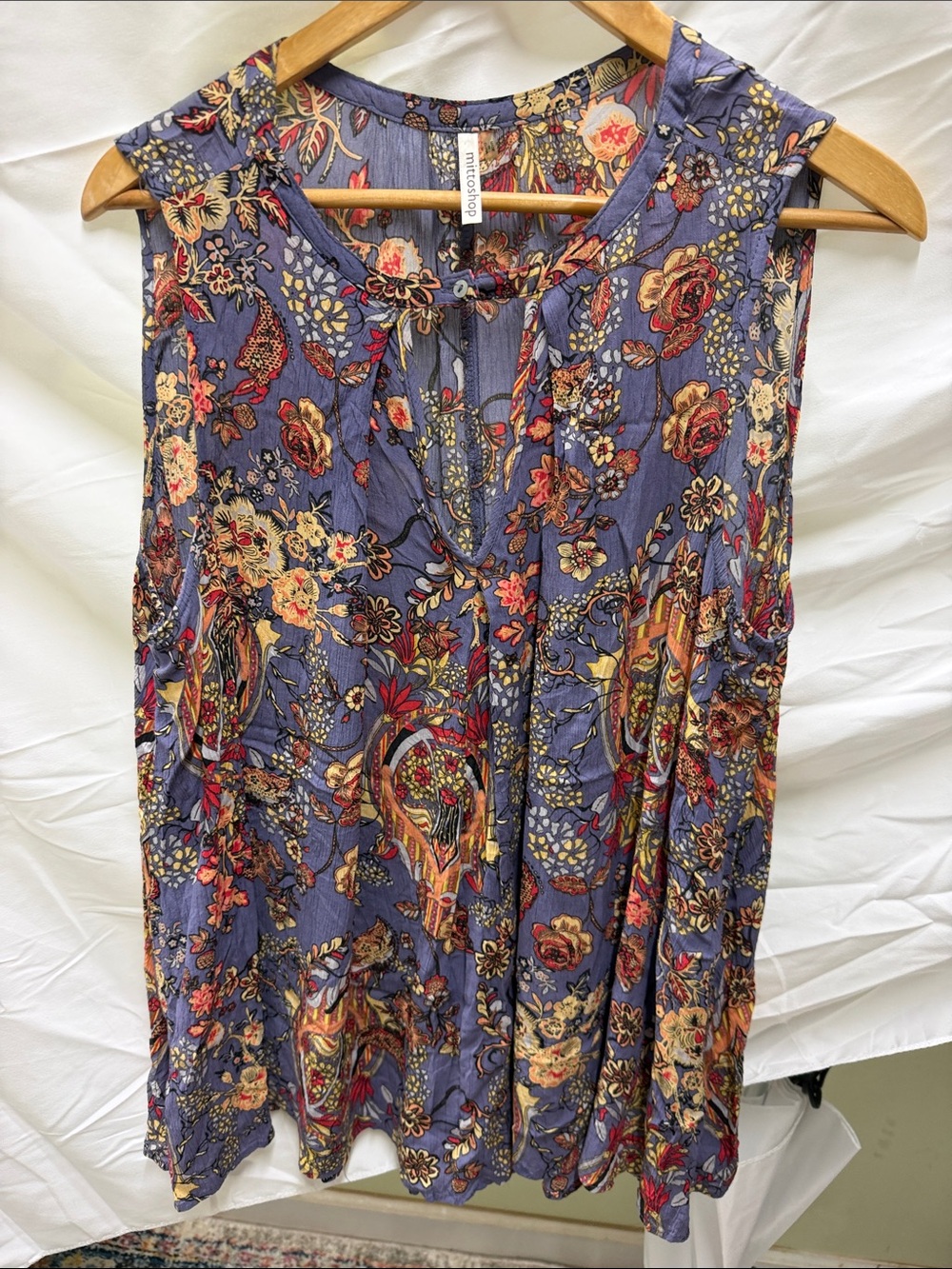 mittoshop Lavender Floral Paisley Sleeveless Blouse